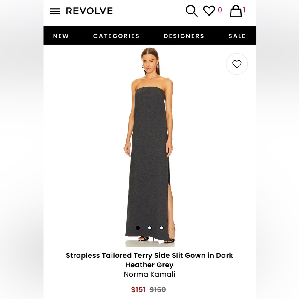 Norma Kamali Strapless Tailored Terry Gown